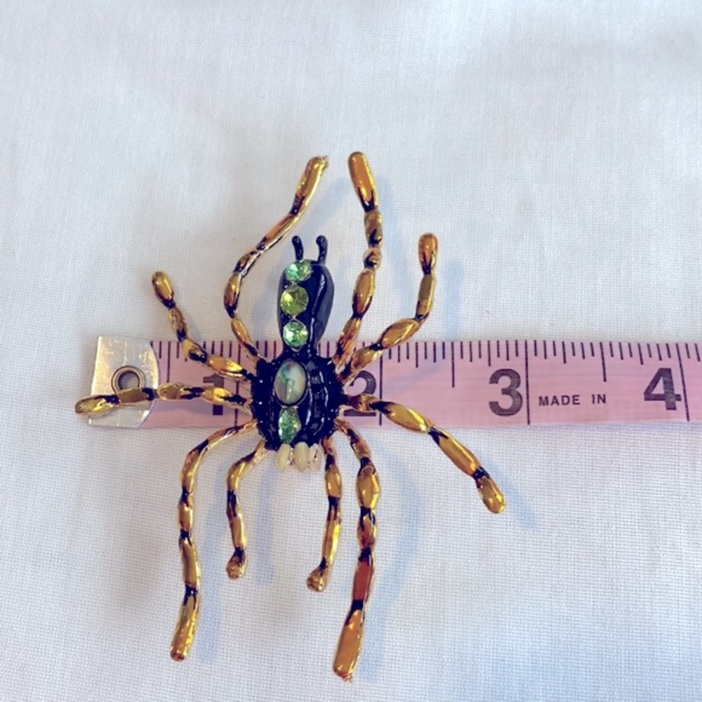 Huge Enamel Halloween Spider Brooch Pin - Picture 7 of 7